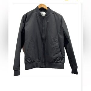 Topman Gray Bomber Jacket with Ribbed Details